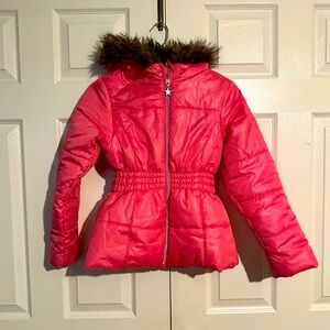 Girl’s Puffer Jacket with Faux Fur Hood